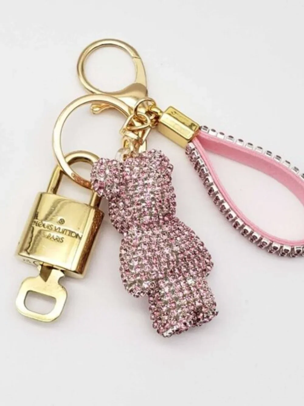 Authentic LV Gold Padlock & Key Set ✨ Luxury Bag Charm w/ Unbranded Keychain